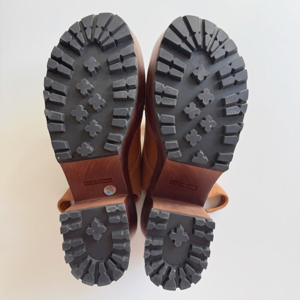 Intentionally Blank Hobby Slingback Platform Clog Whiskey Brown Leather Size 8 - Picture 8 of 8
